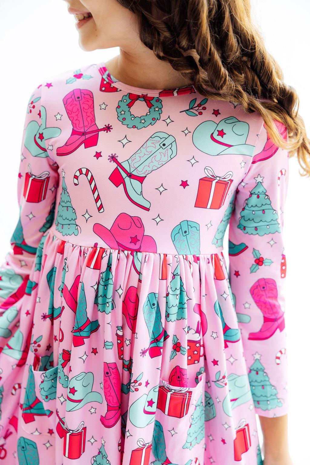 Christmas Cowgirl Pocket Twirl Dress