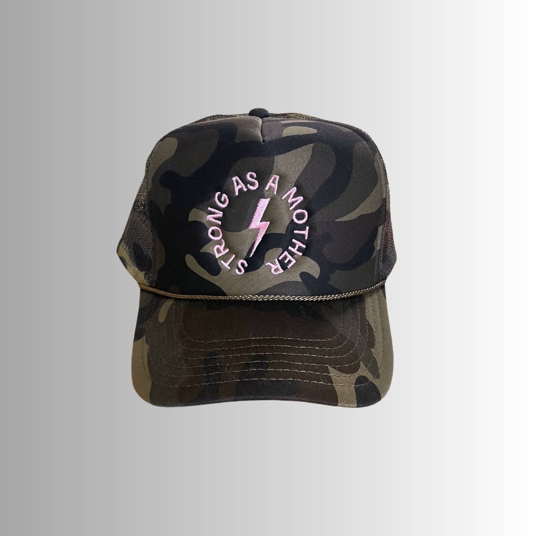 Strong As A Mother Camo Trucker Hat