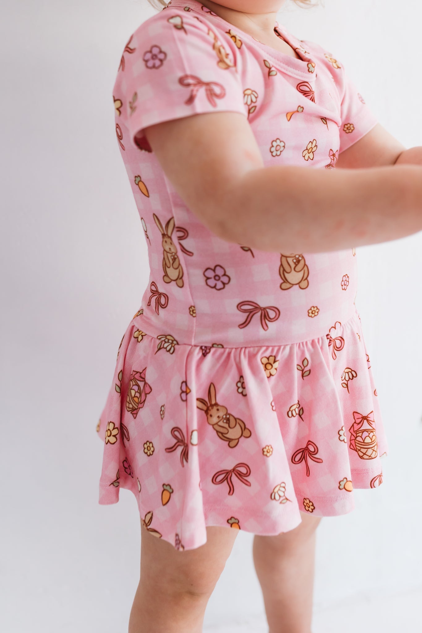 Pink Gingham Bunny Short Sleeve Bodysuit