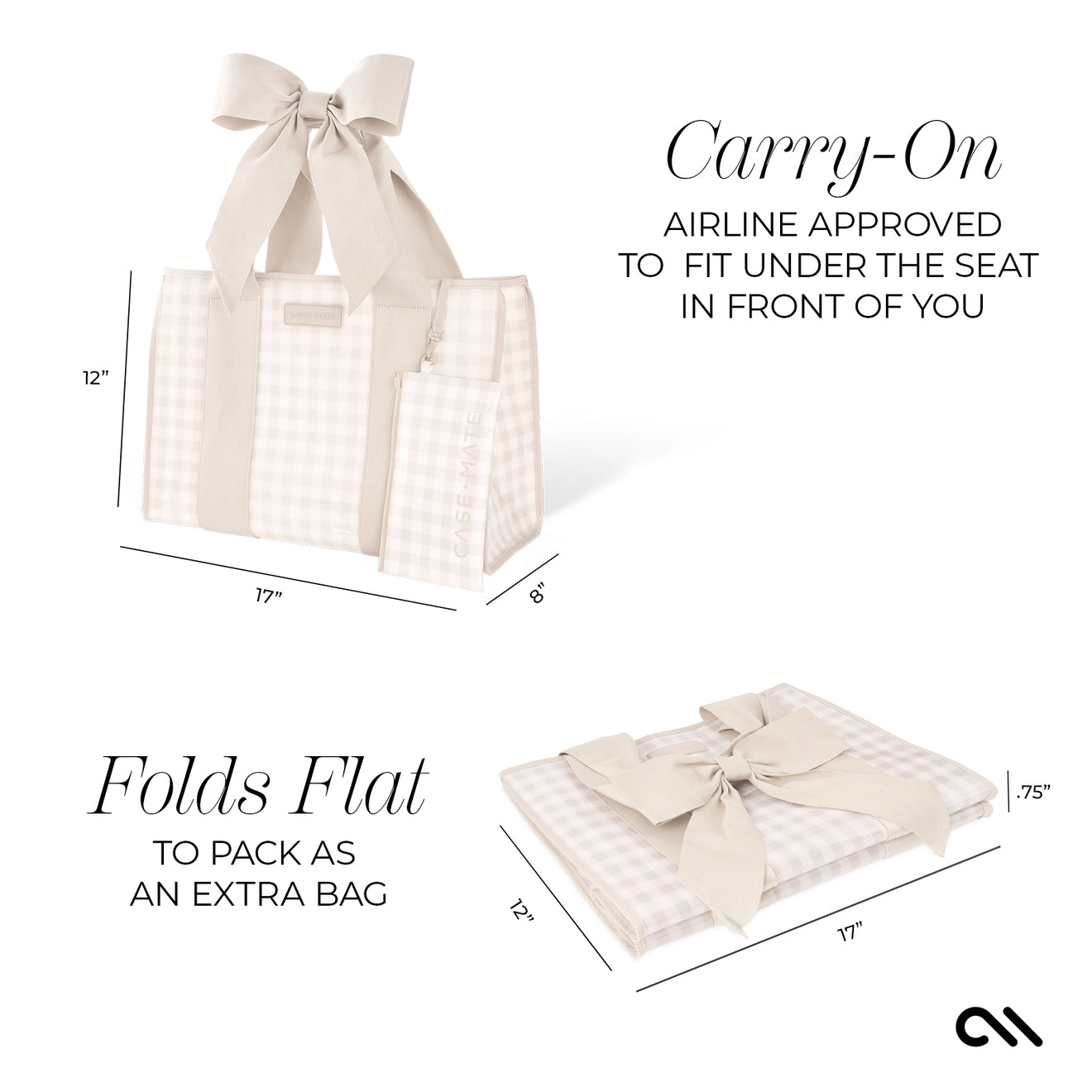 Case-Mate Latte Gingham Bow Jelly Bag