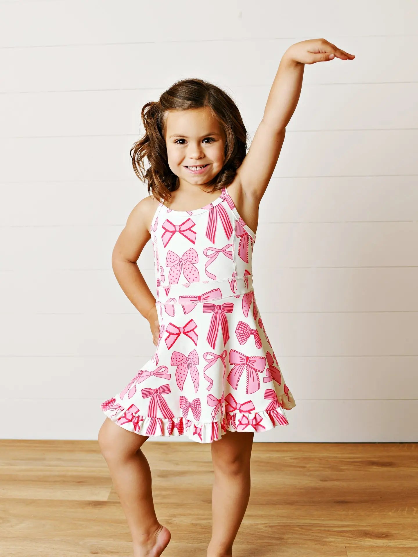 Girls Pink Bow Athletic Dress Girls Pink Bow Athletic Dress