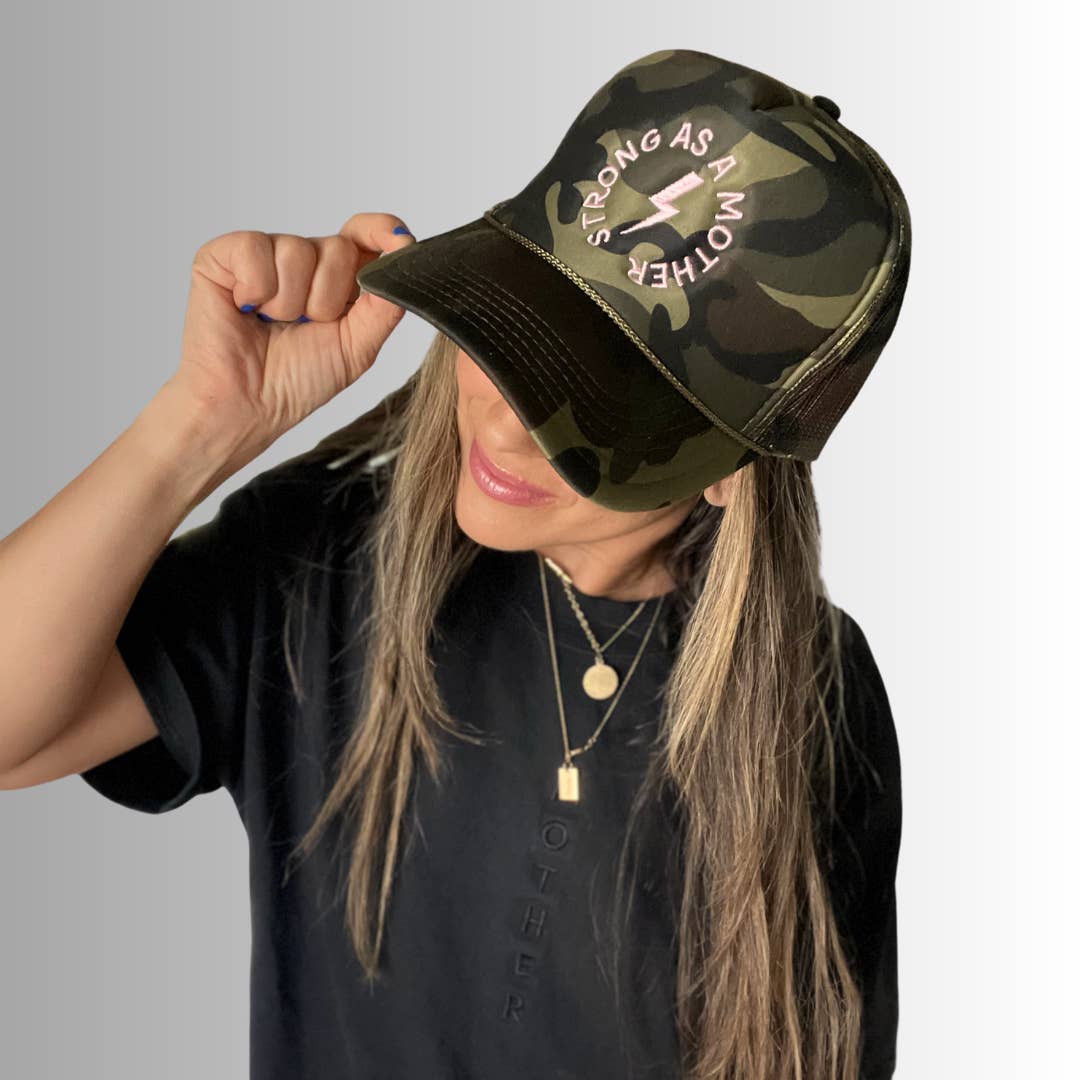 Strong As A Mother Camo Trucker Hat
