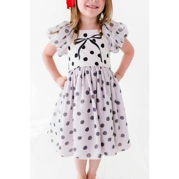Ivory Dot Bow Party Dress