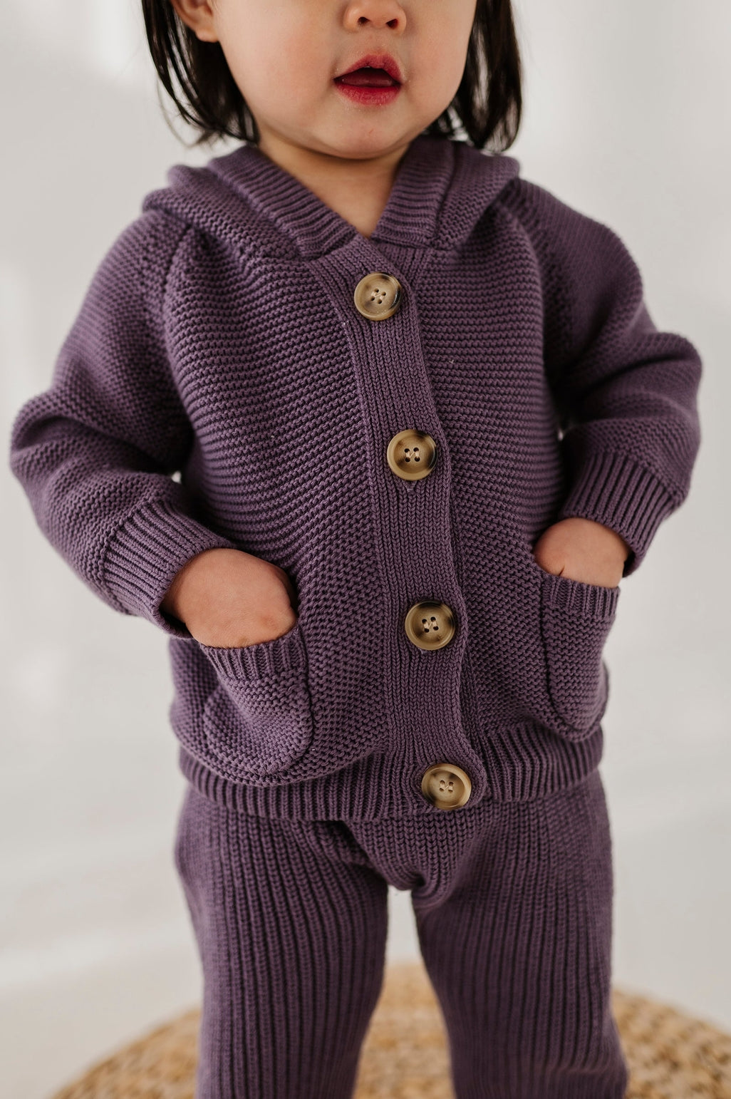Knit Hoodie- Plum