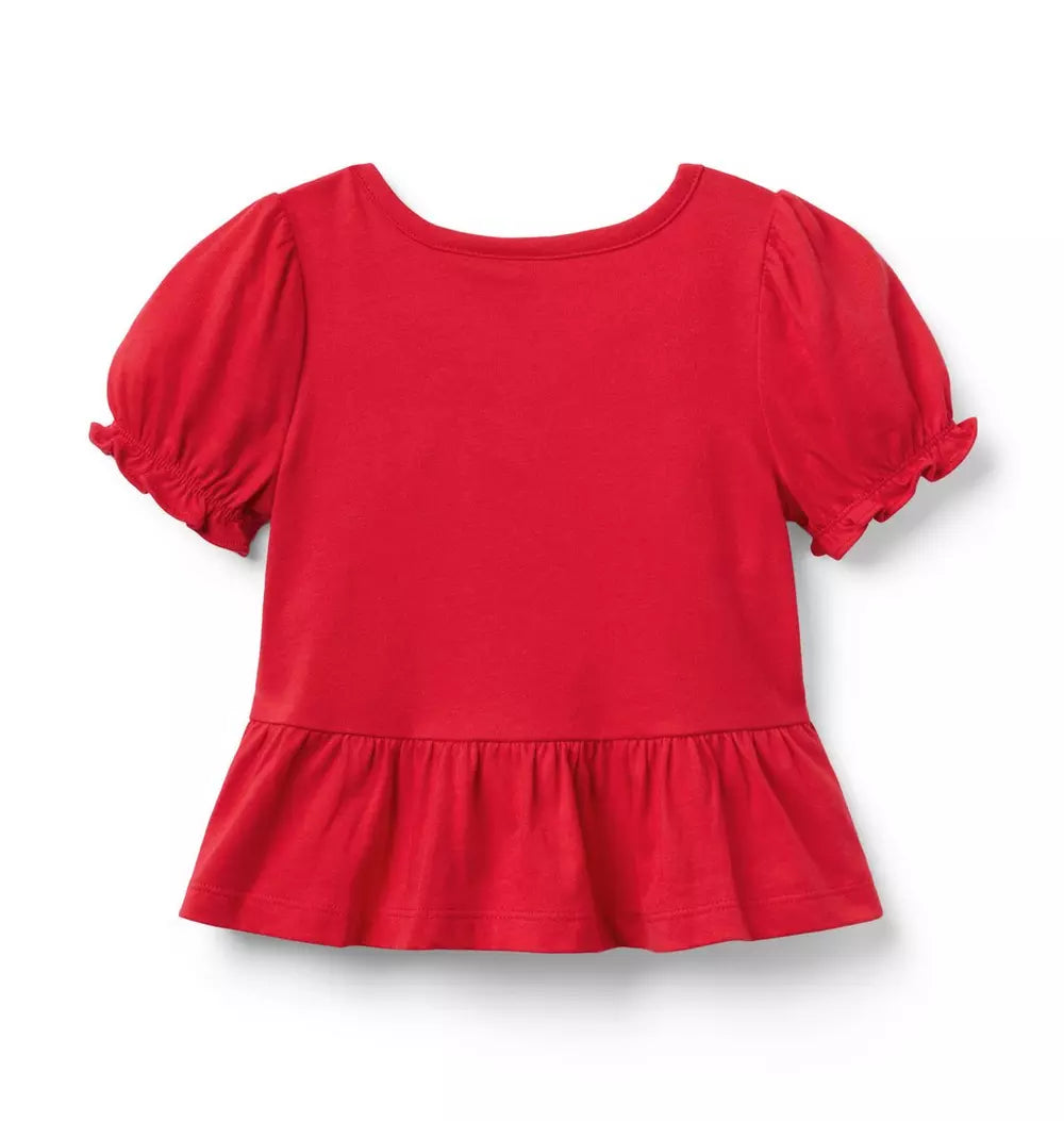 Red Bow Peplum Top
