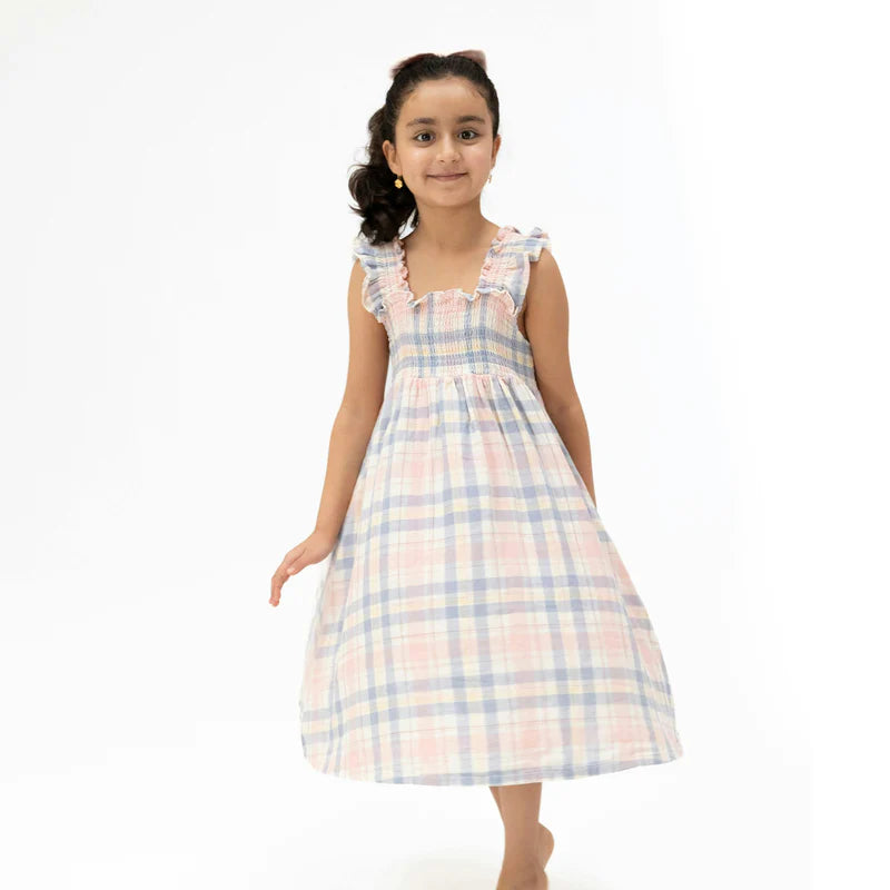 Dusty Plaid Sundress W/Bloomer