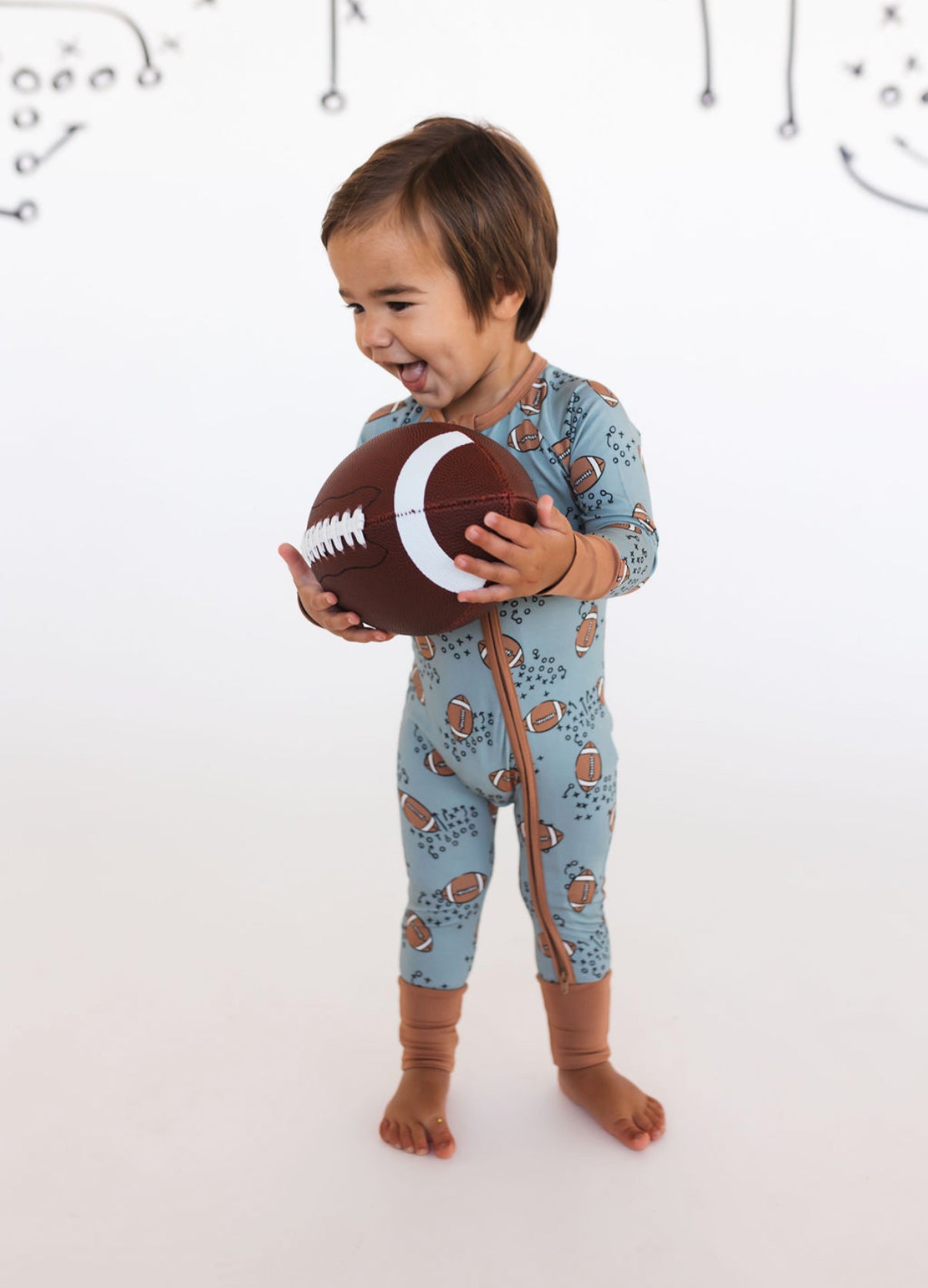 Green Football Zipper Romper