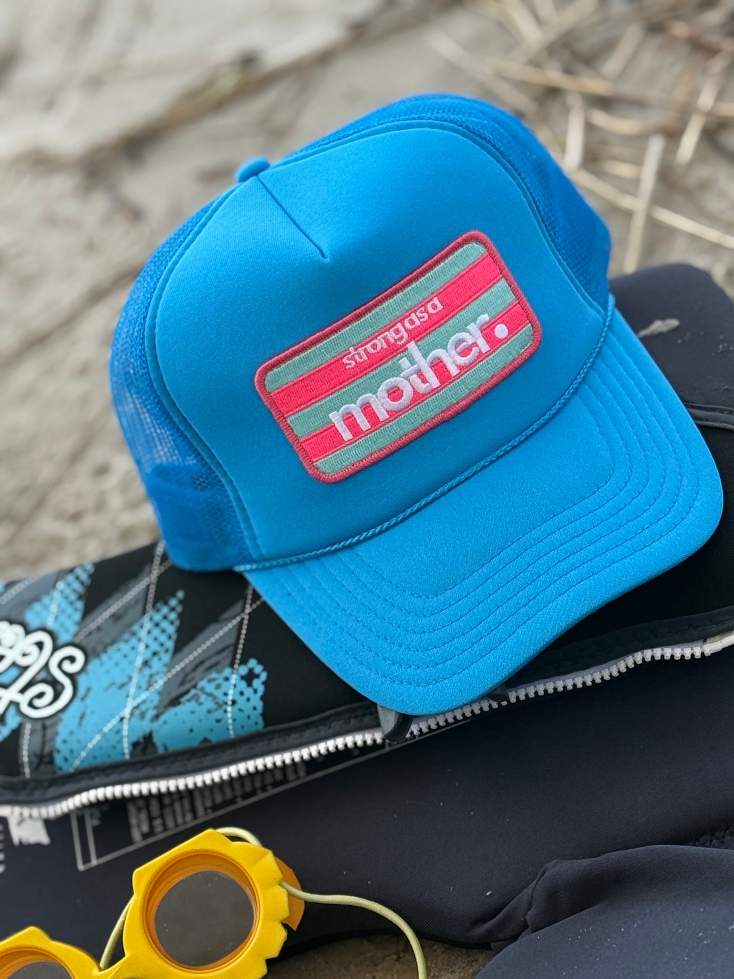 Patch Trucker Hat - Neon Blue