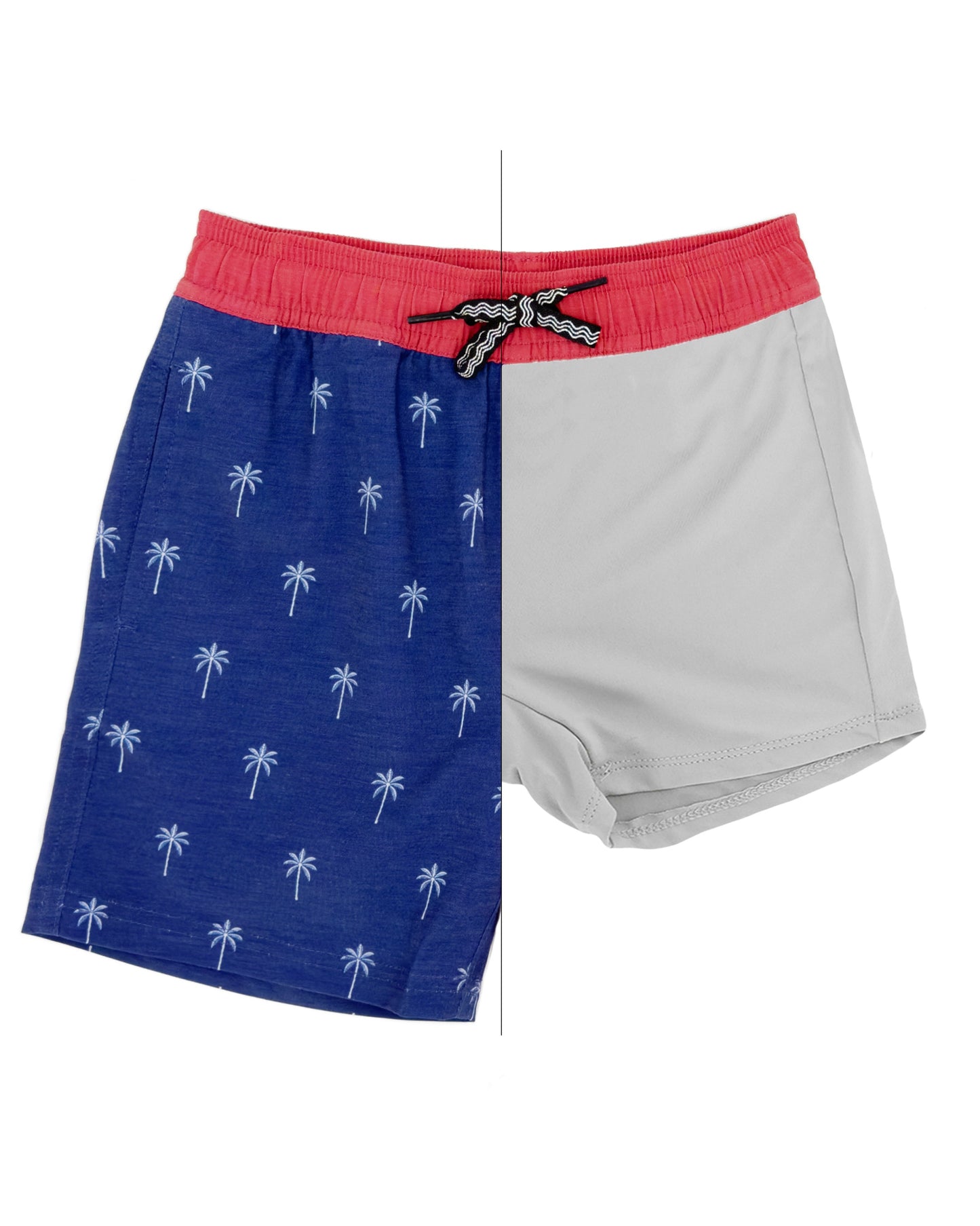 Boy's Palm Stripe Volley Trunk - Twilight