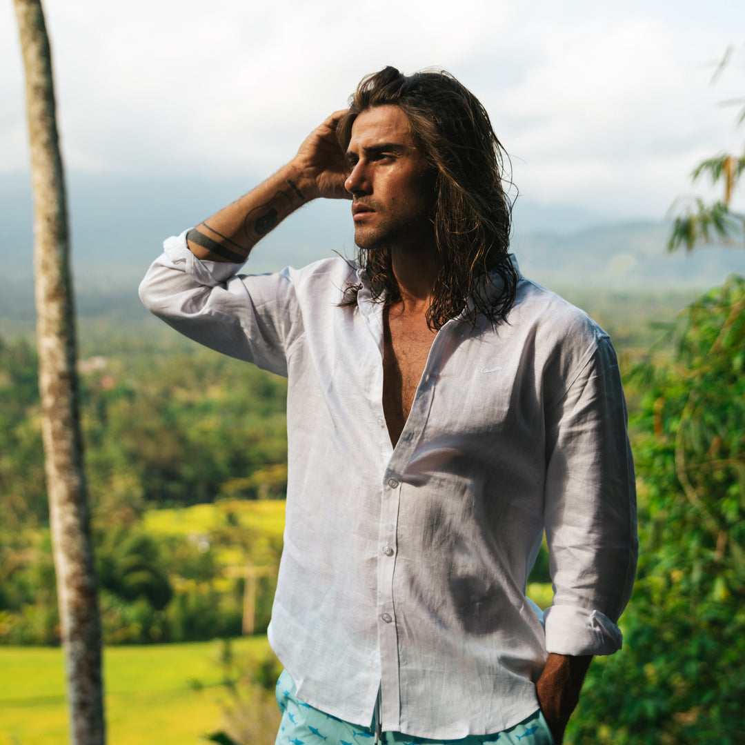 Men's White Linen Shirt