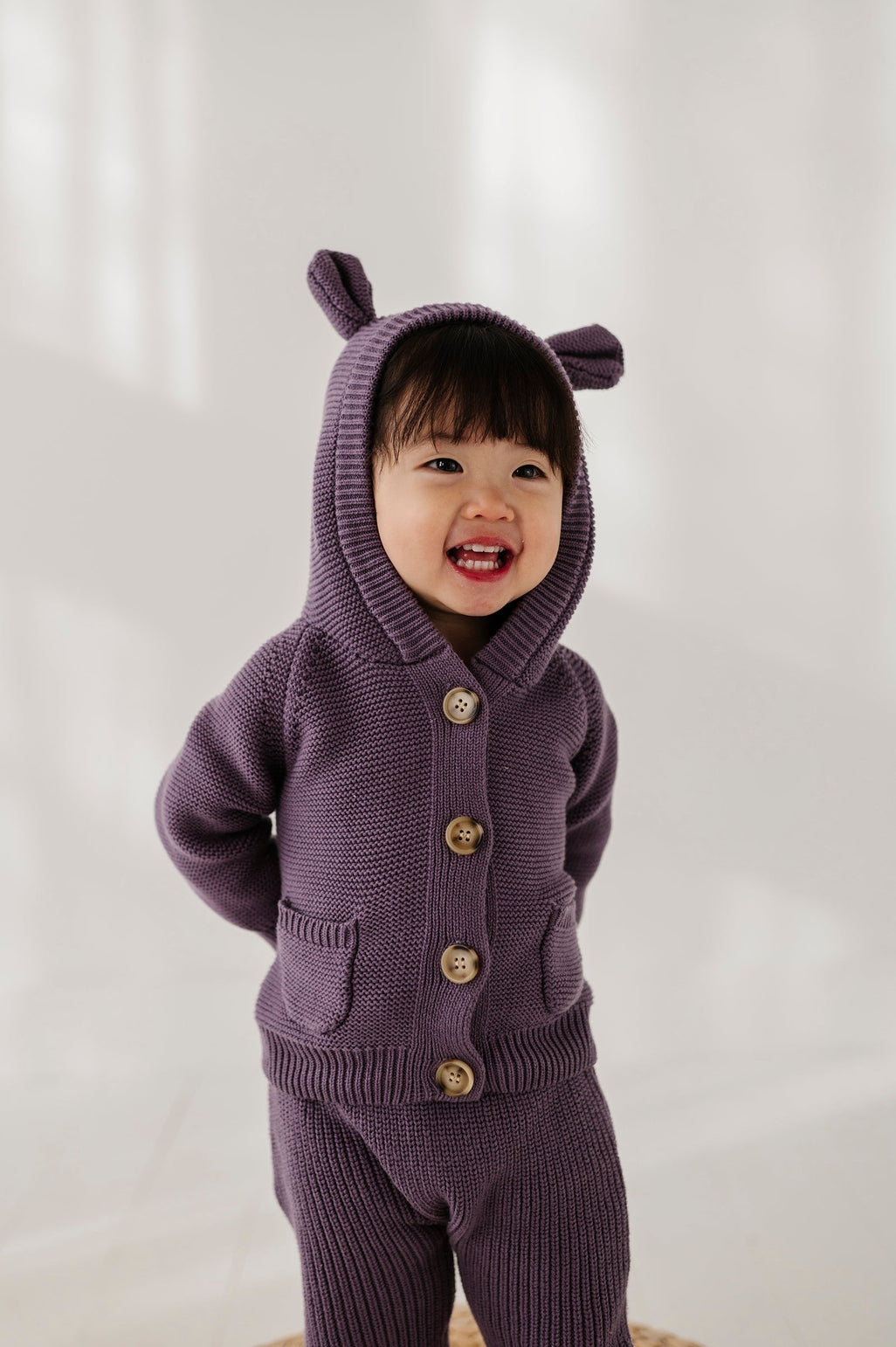 Knit Hoodie- Plum