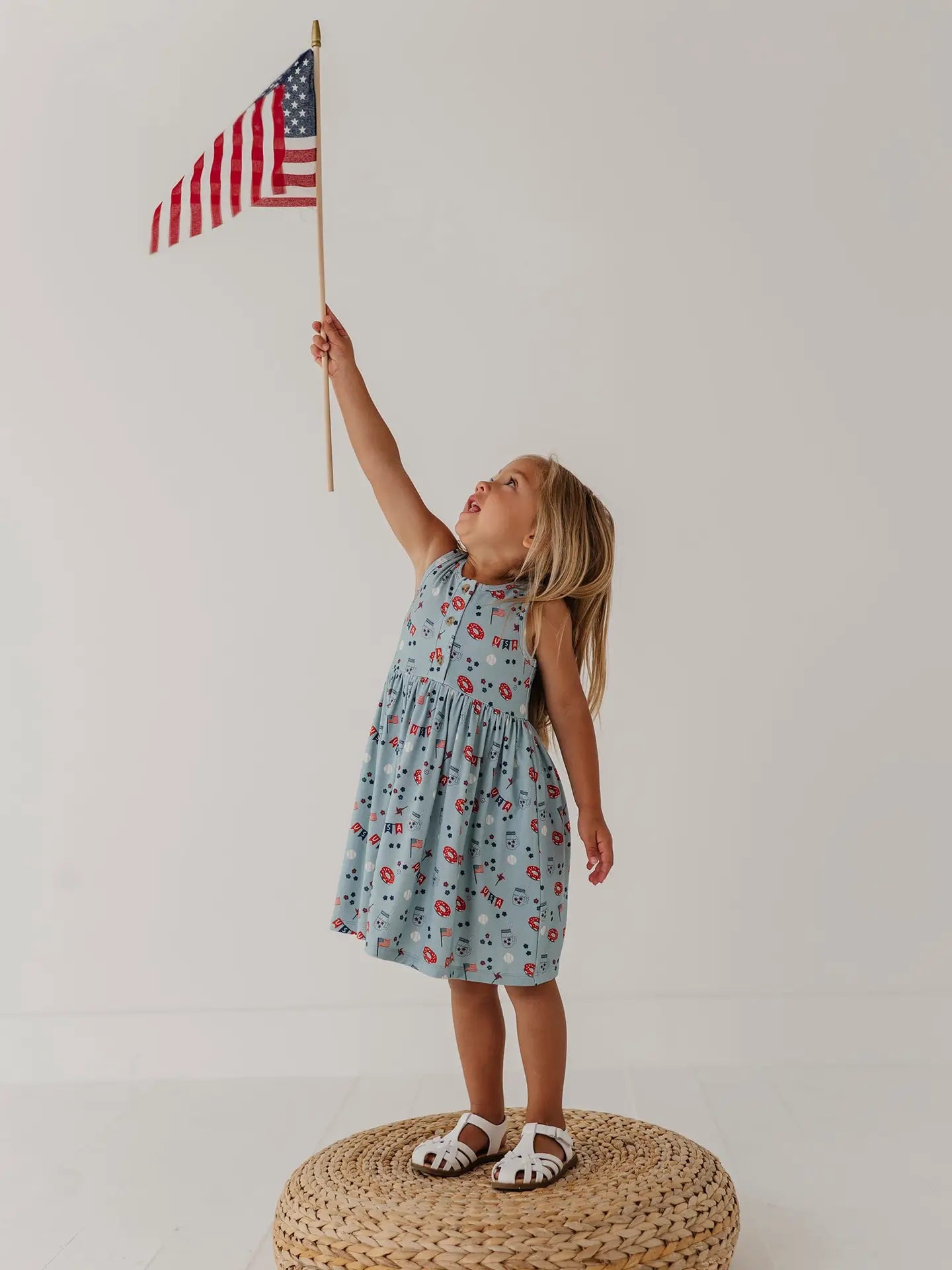 Girl's Summer USA Henley Dress
