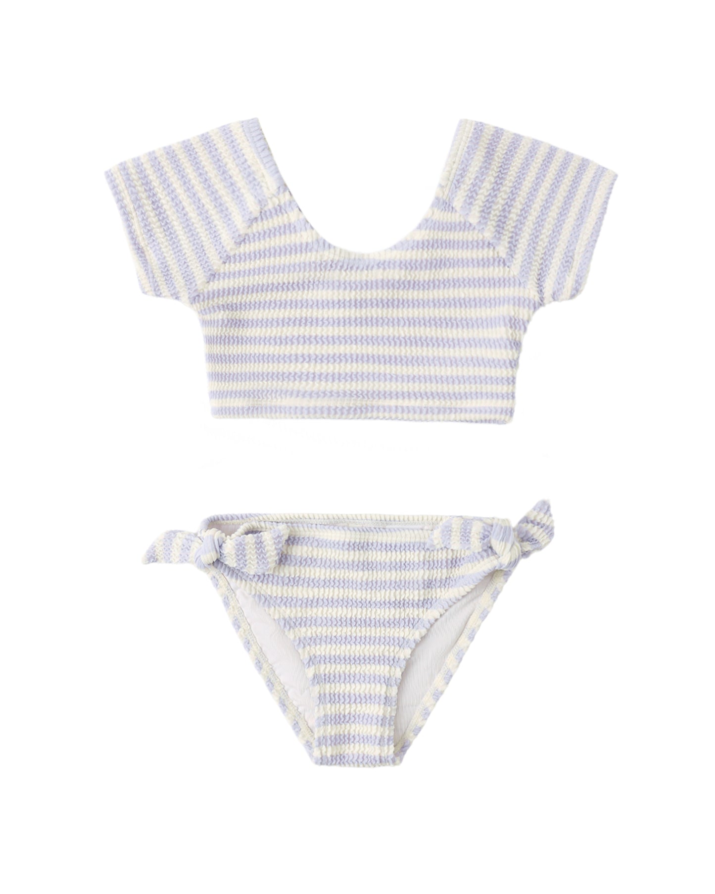 Cropped Rashguard Swim Set - Periwinkle Stripe