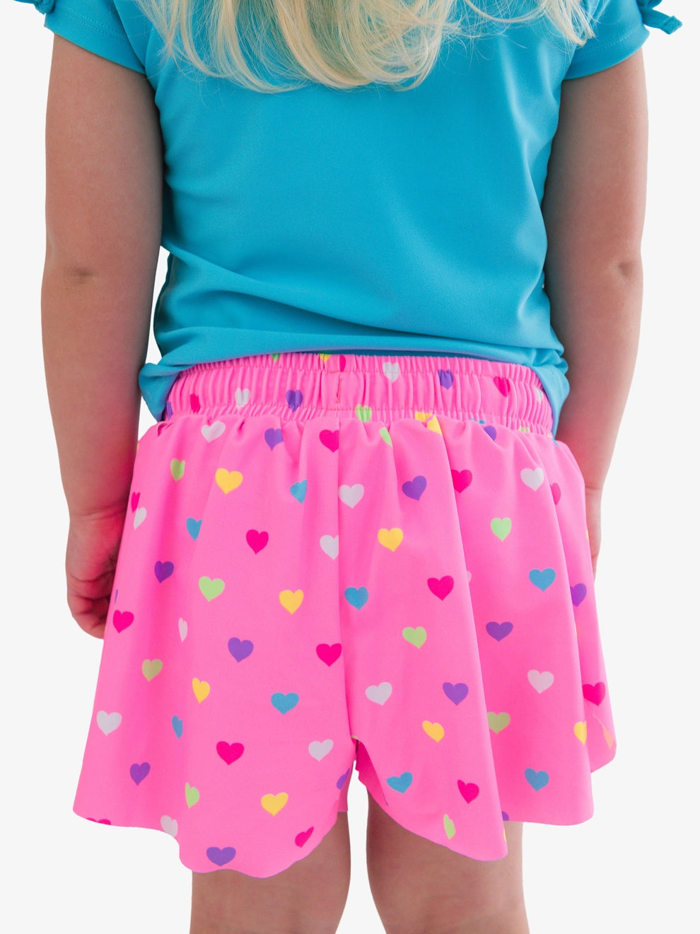 Girl's Neon Pink Hearts Butterfly Short