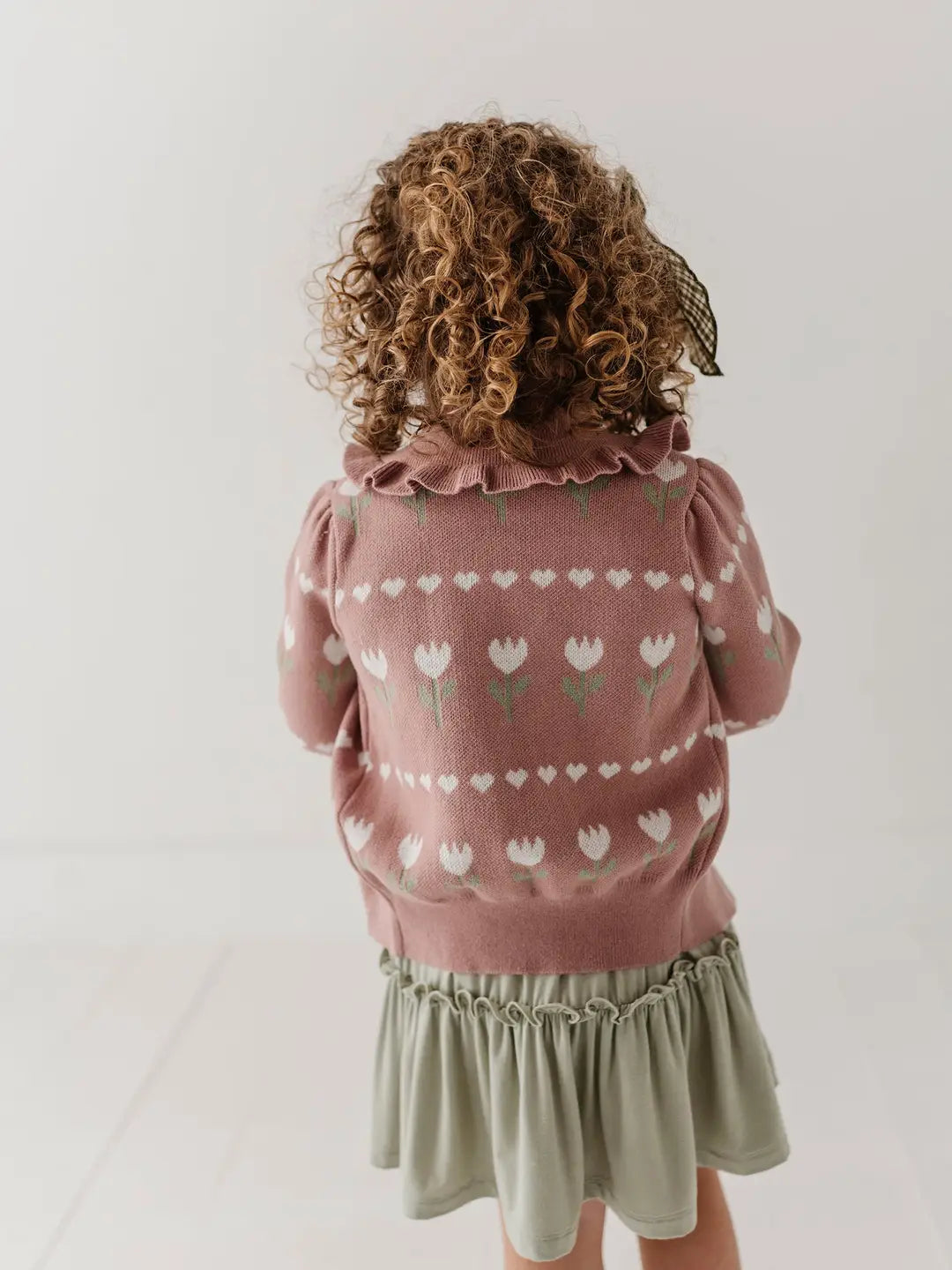 Tulip Heart Floral Knit Cardigan
