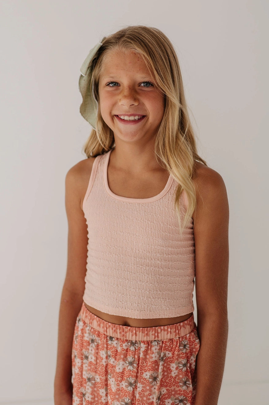 Textured Square Neck Tank - Rose Cloud