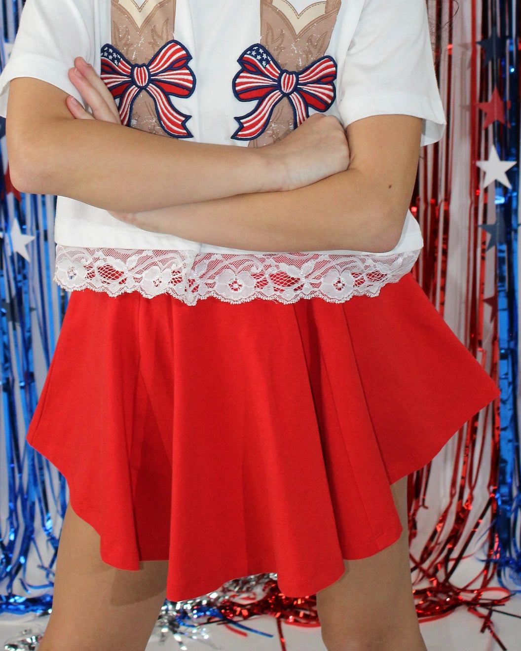Pleated Red Skort