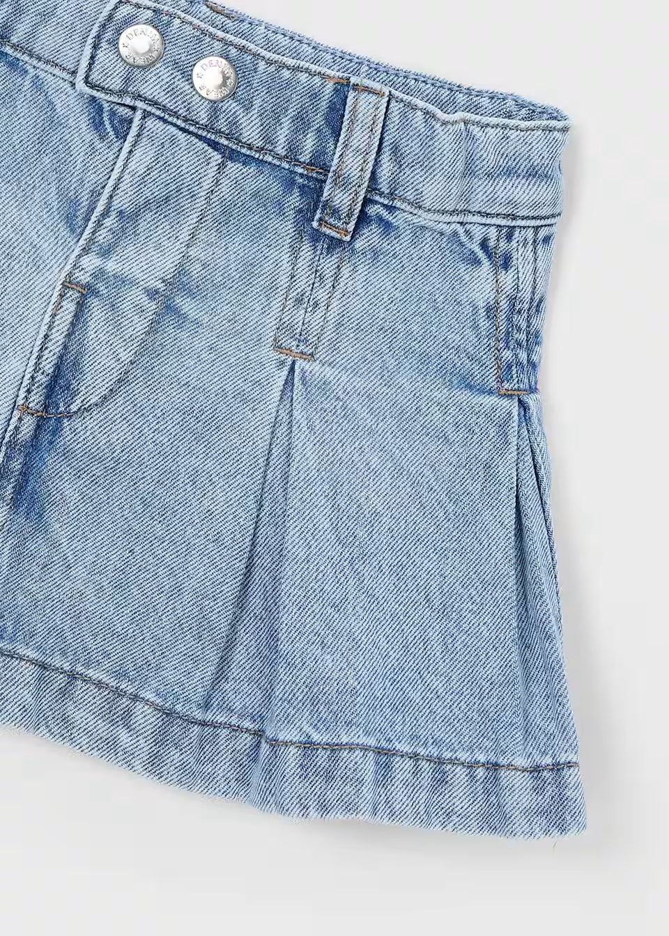 Girls Pleated Denim Skirt