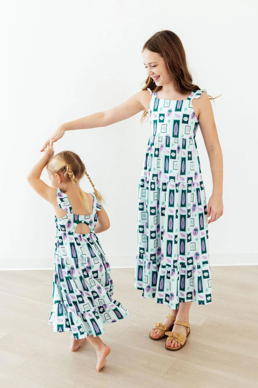 Surfer Girls Ruffle Maxi Dress