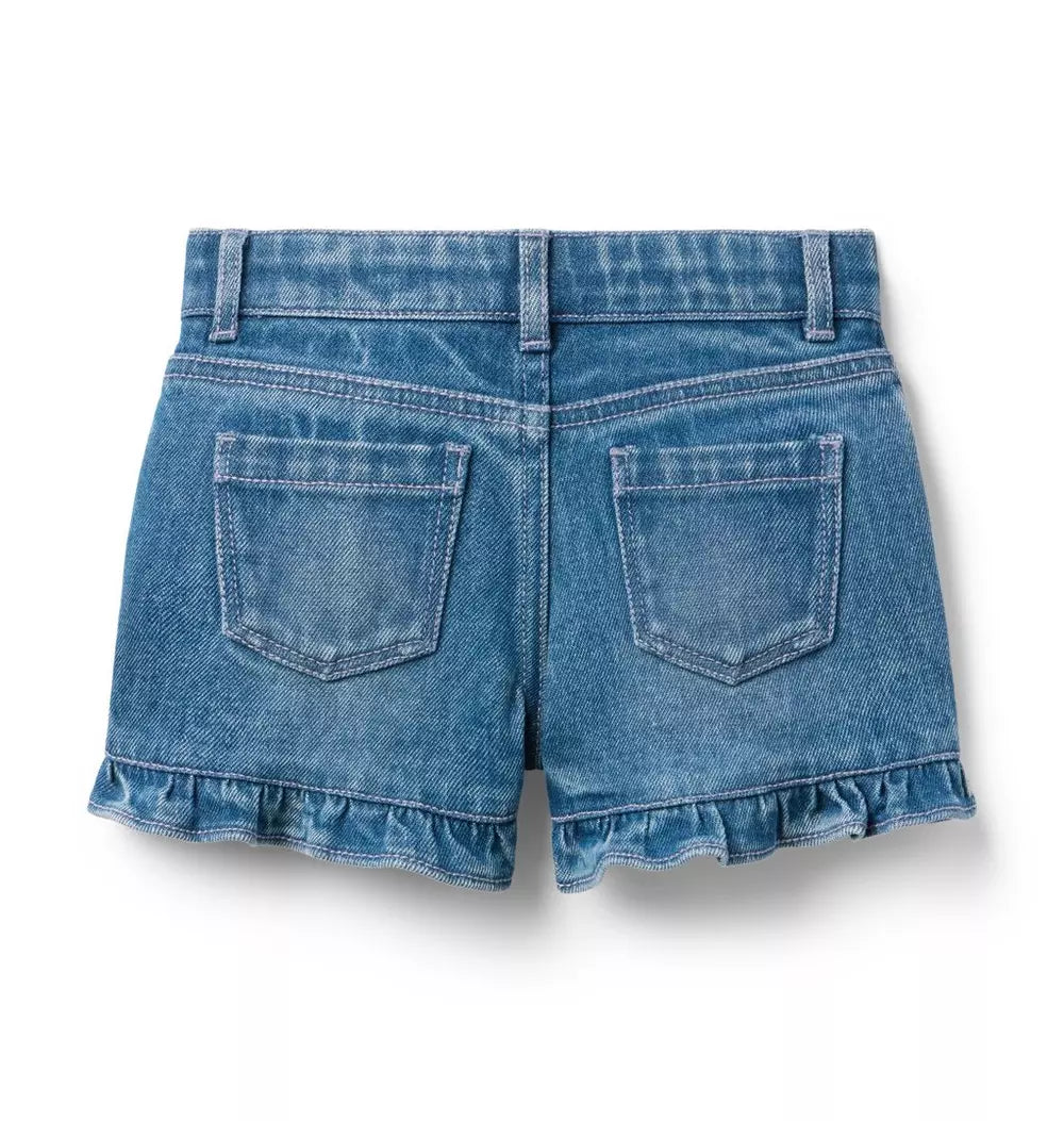 Girls Denim Ruffle Short