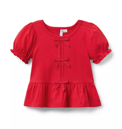 Red Bow Peplum Top
