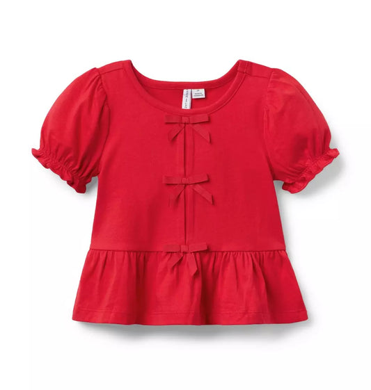 Red Bow Peplum Top
