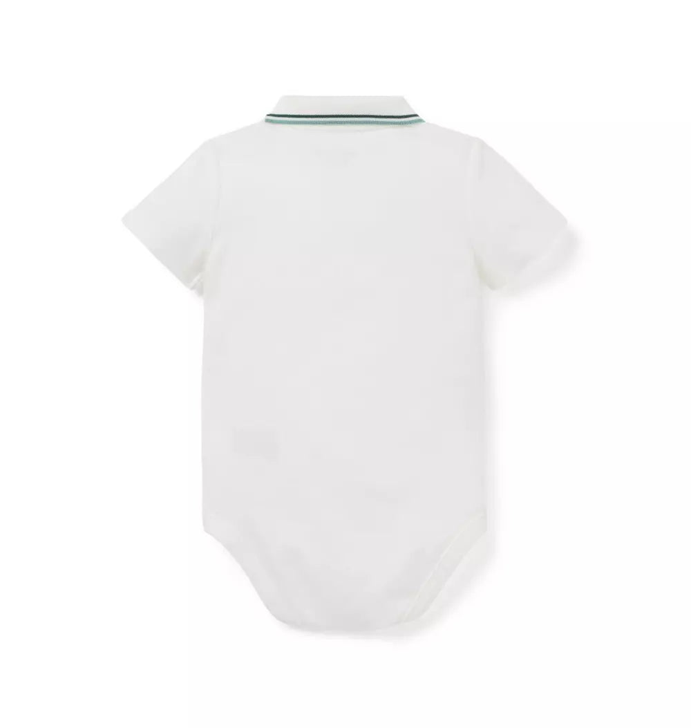 White Dog Icon Polo Bodysuit