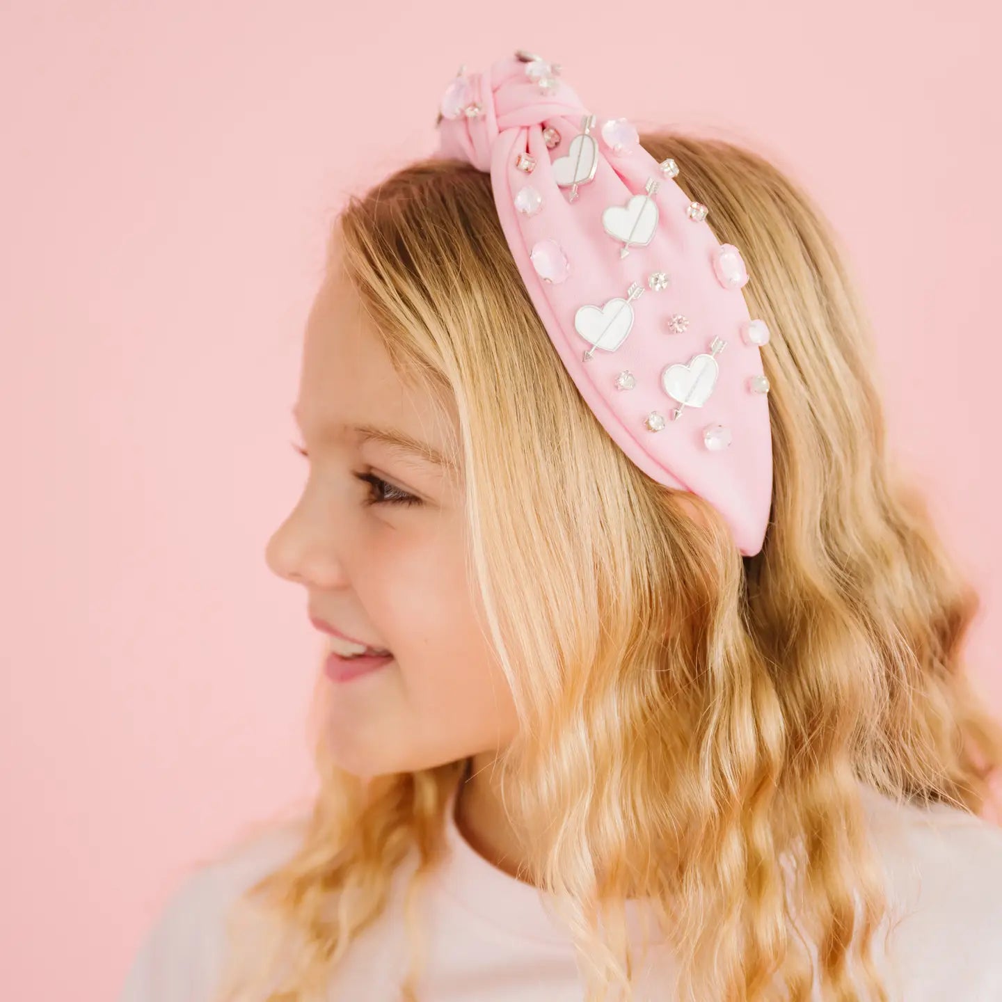 Pink Hearts Headband - Youth