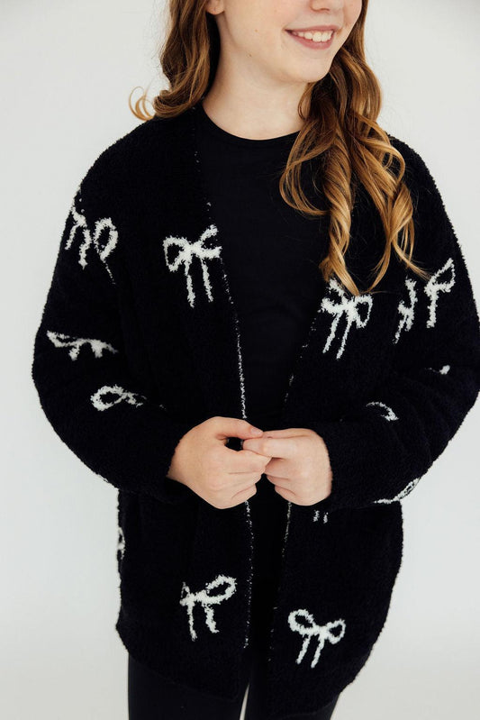 Black Bow Cozy Cardigan