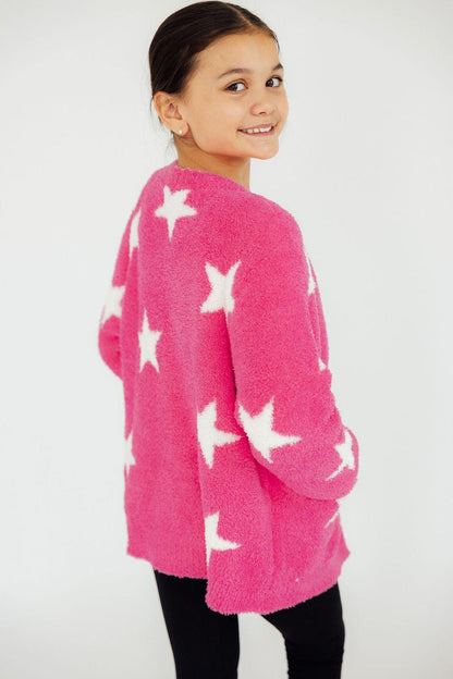 Bright Pink Star Cozy Cardigan