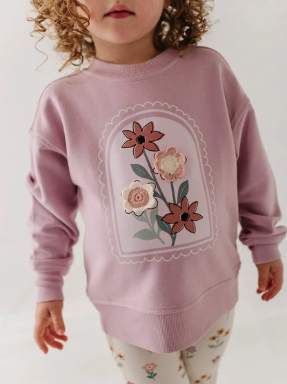 Crochet Flower Boxy Sweatshirt