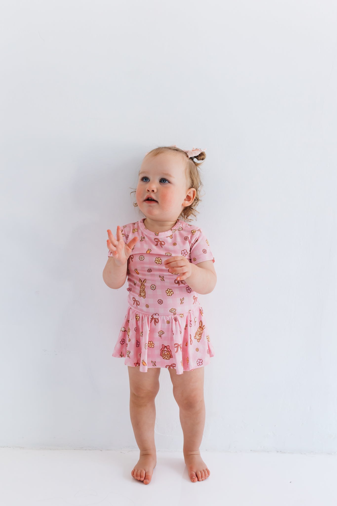 Pink Gingham Bunny Short Sleeve Bodysuit