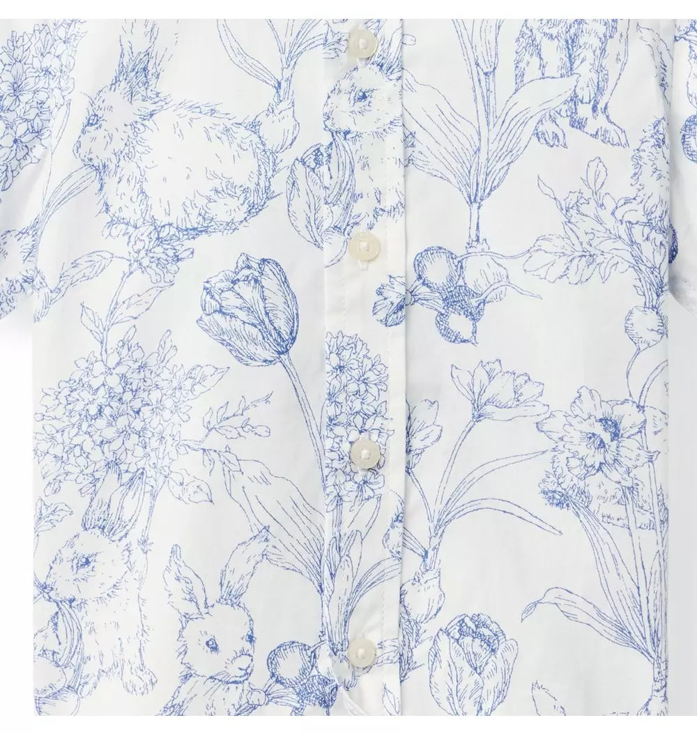 Blue Toile Bunny Dress