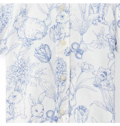Blue Bunny Toile Top