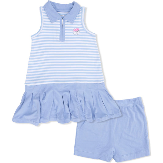 Striped Golf Polo Tennis Dress w/ shorts