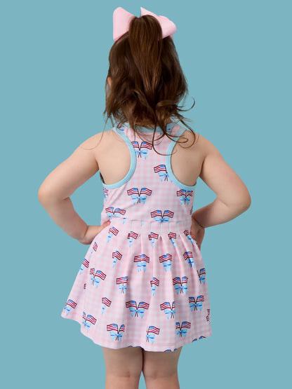 Pink Patriotic Gingham Active Dress