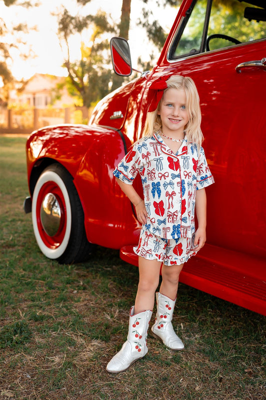 Red, White & Blue  Button Up Lounge Set