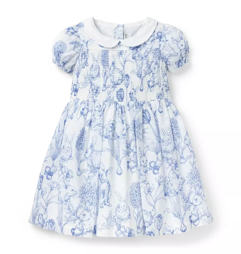 Blue Toile Bunny Dress