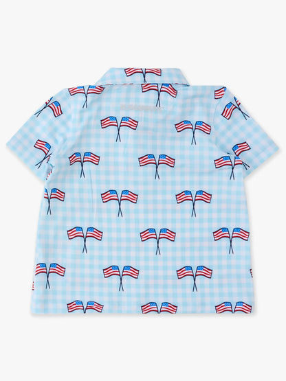 Boys Patriotic Gingham Polo Tee
