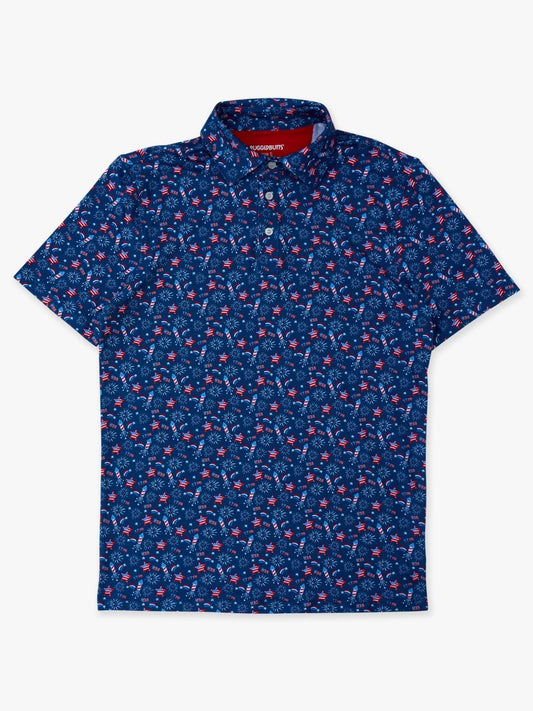Men's Red, White & Boom Performance Polo