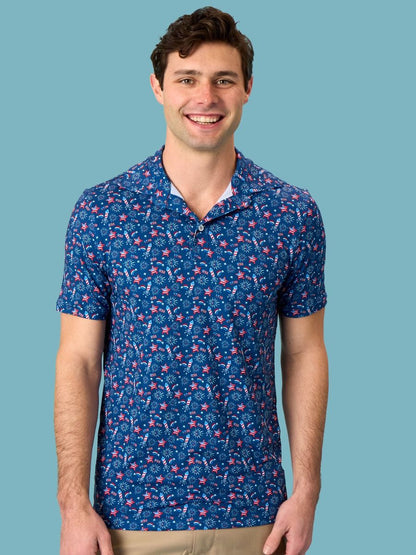Men's Red, White & Boom Performance Polo