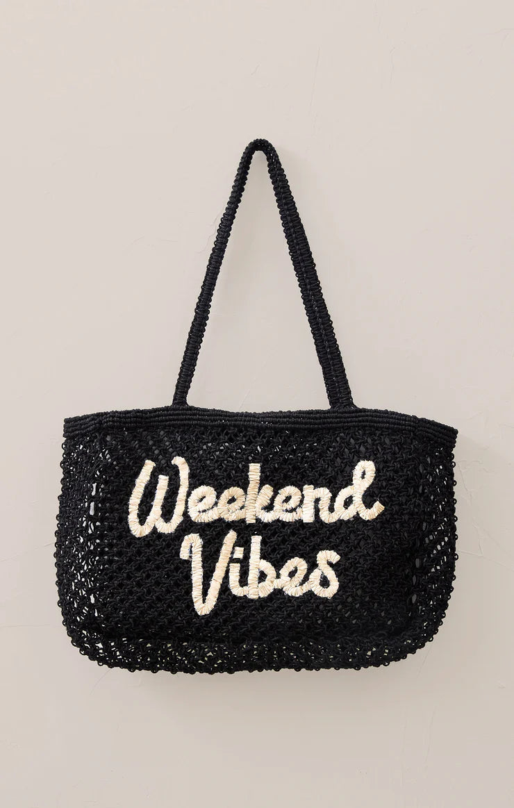 Weekend Vibes Woven Jute Tote