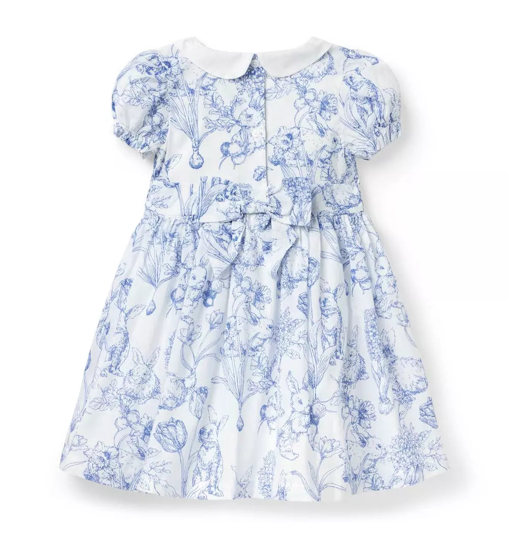 Blue Toile Bunny Dress