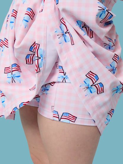 Pink Patriotic Gingham Active Dress