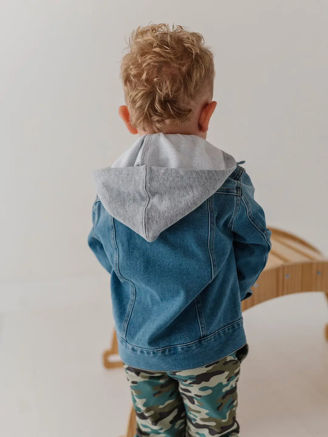 Boy's Hooded Denim Jacket - Blue Wash