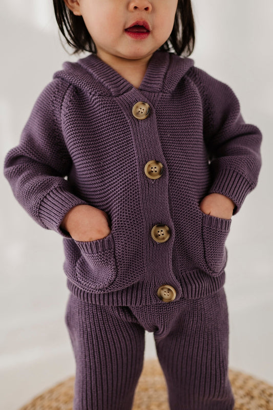 Knit Hoodie- Plum