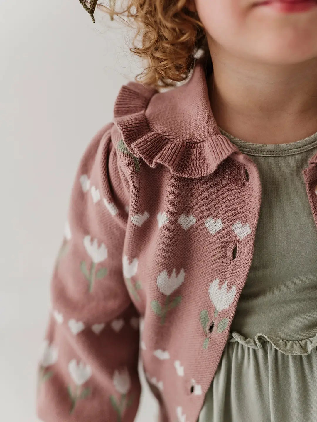 Tulip Heart Floral Knit Cardigan