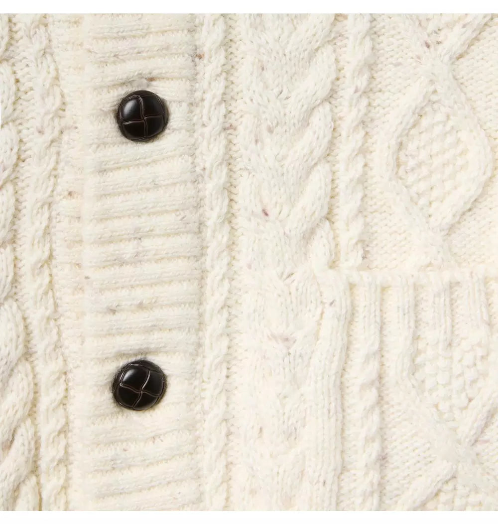 Cable Knit Shawl Collar Cardigan