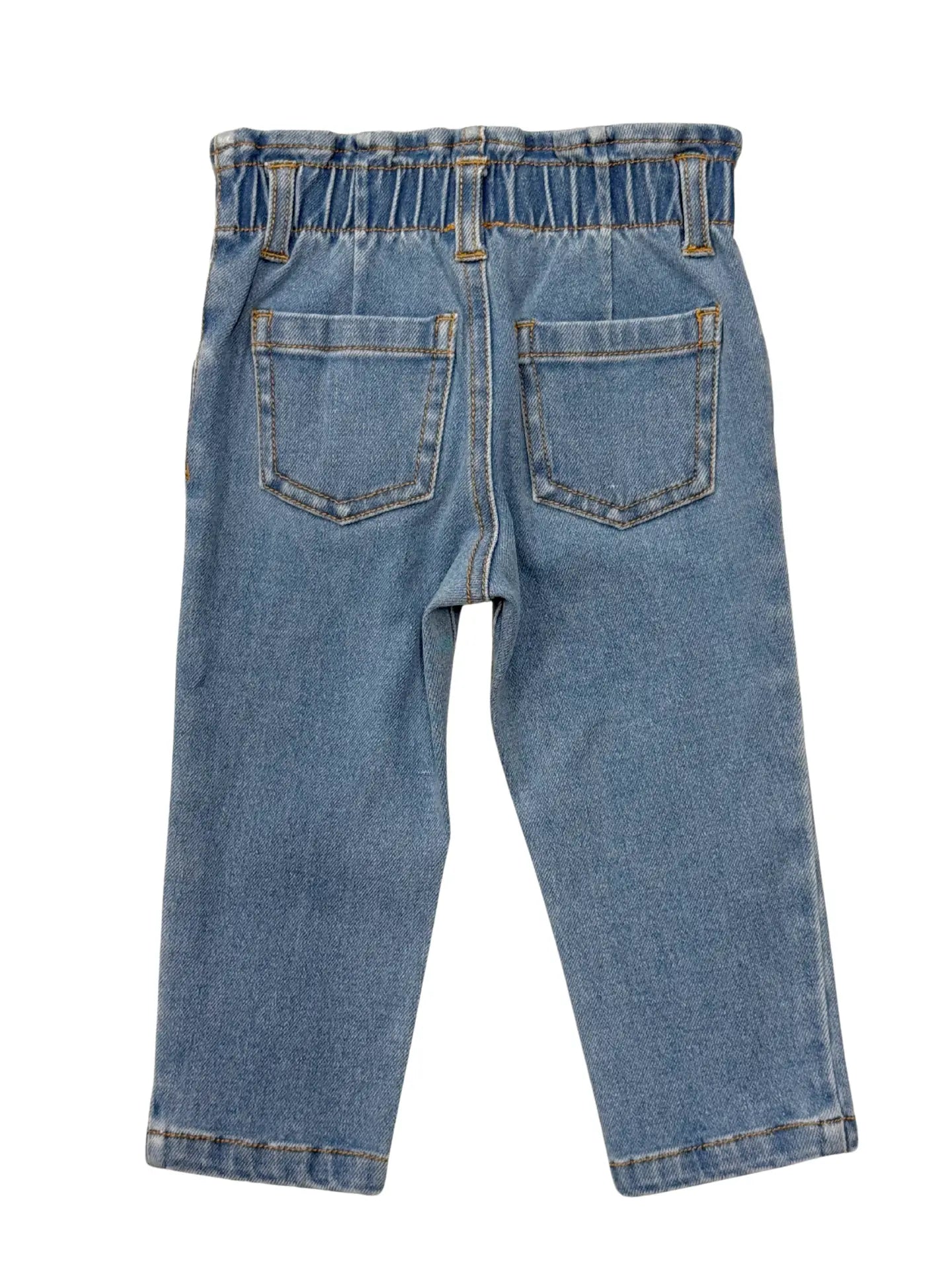 Paperbag Denim Pants - Blue Wash