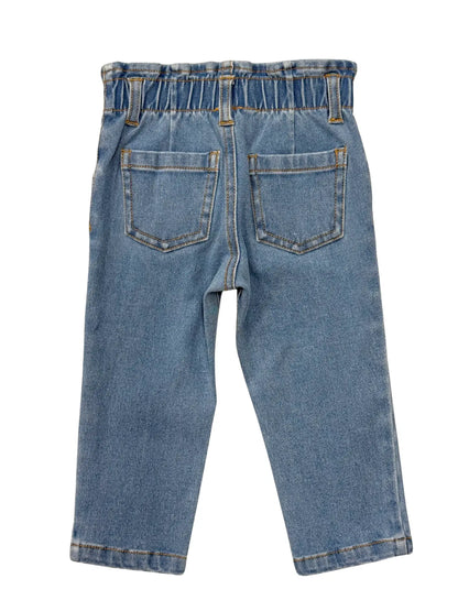 Paperbag Denim Pants - Blue Wash